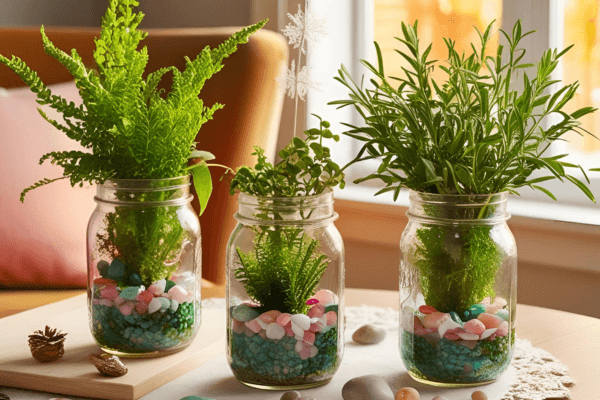 Mini Jardins em Potes de Vidro