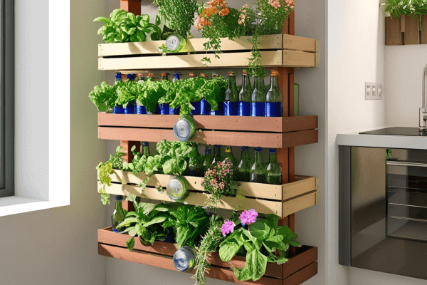 Jardim Vertical Compacto Usando Materiais Recicláveis